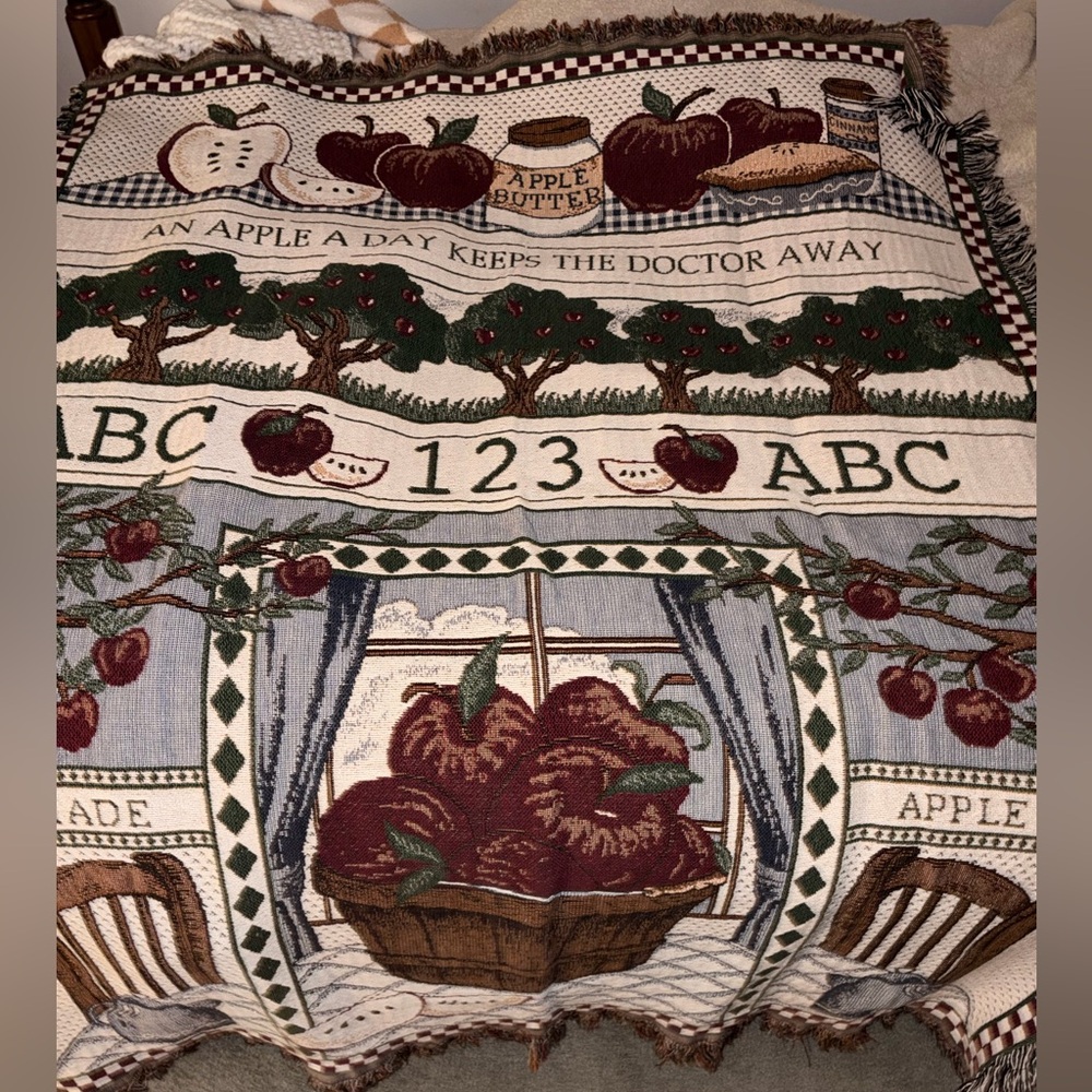 Apple Themed Tapestry Throw Blanket